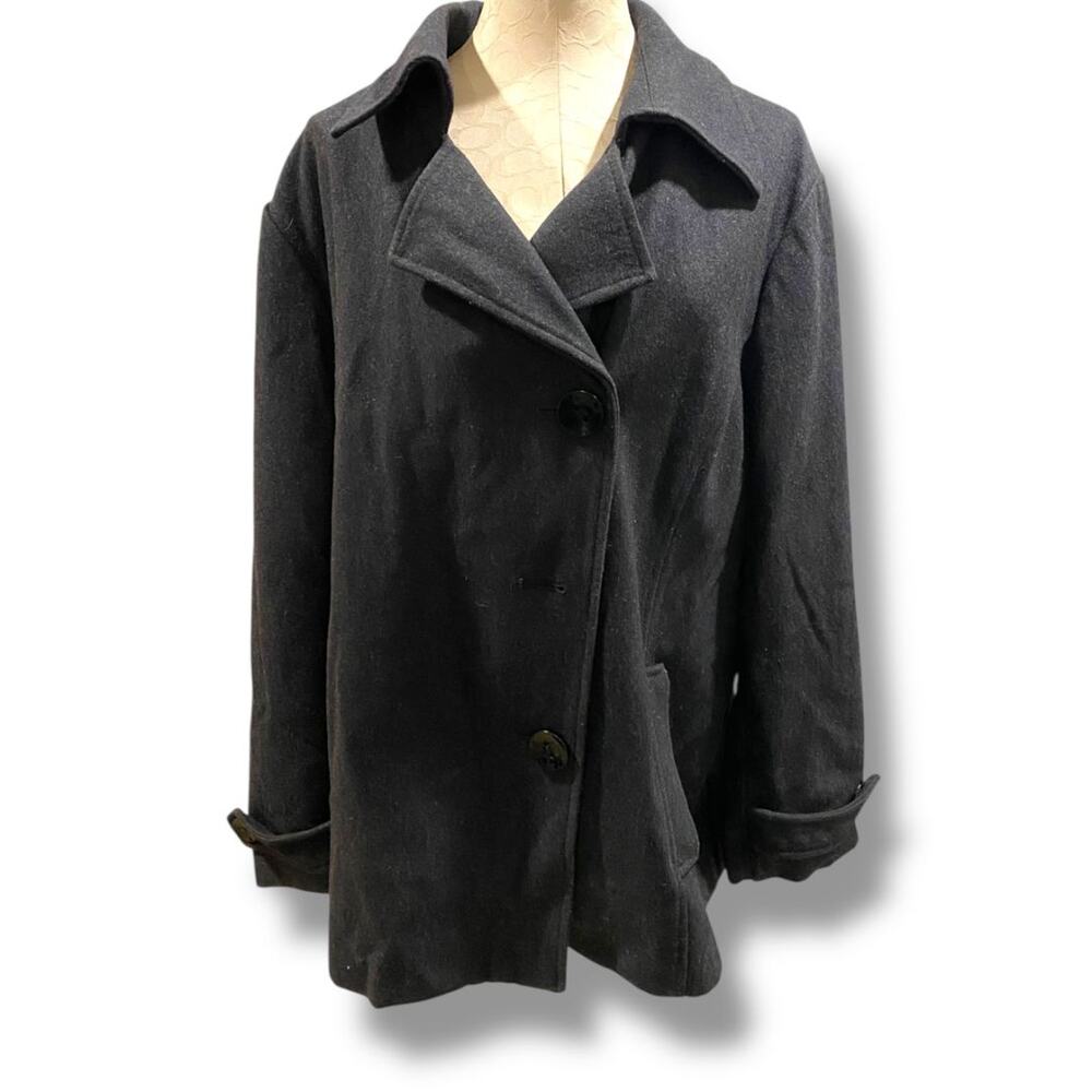 Size 2X Weather Tamer Womens Wool Blend Coat Charcoal Dark Gray